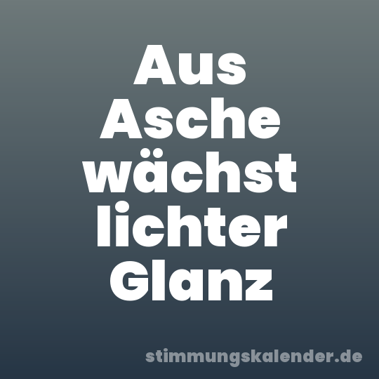 Aus Asche wächst lichter Glanz