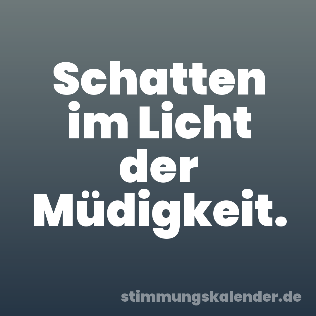 Schatten im Licht der Müdigkeit.