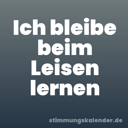 Ich bleibe beim Leisen lernen