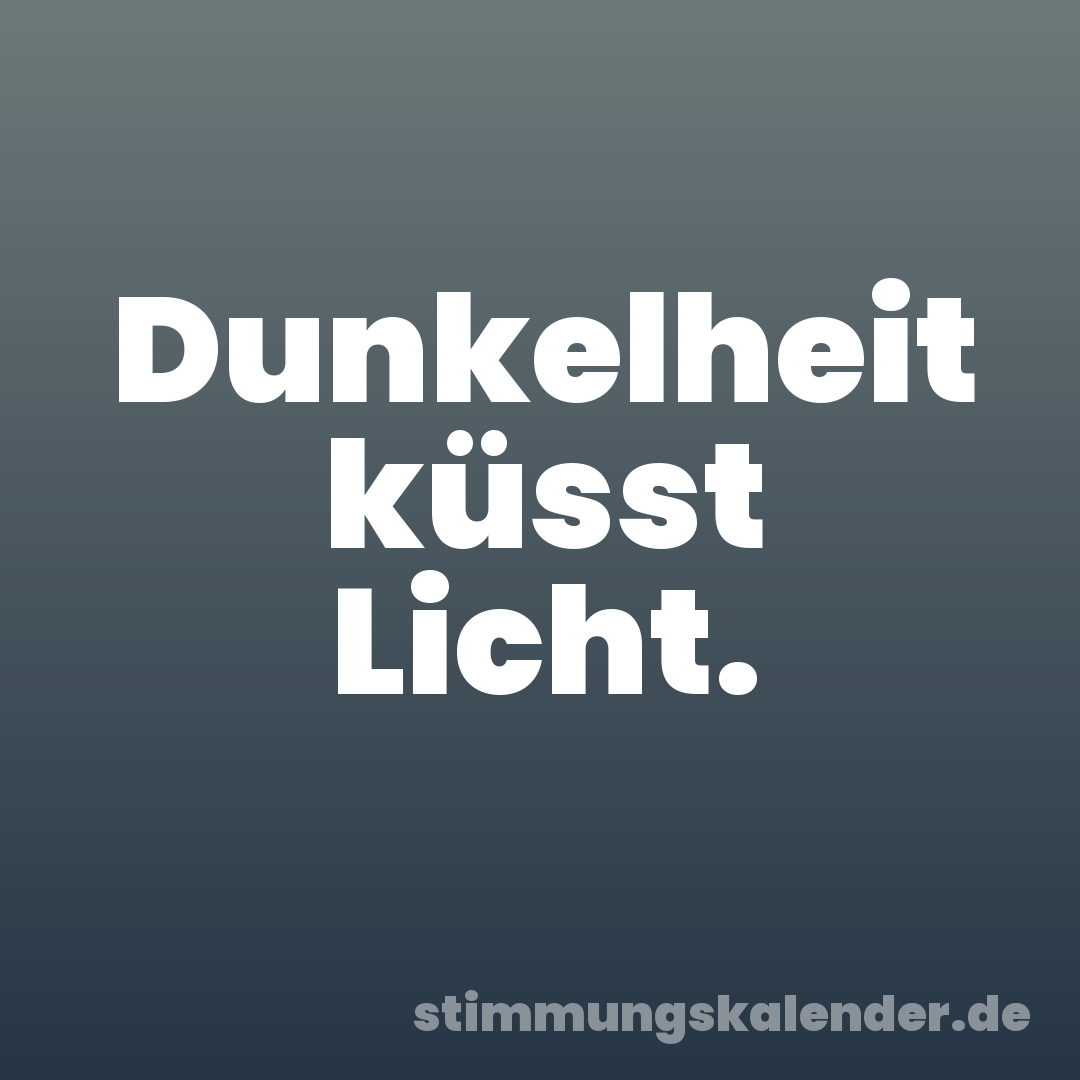 Dunkelheit küsst Licht.