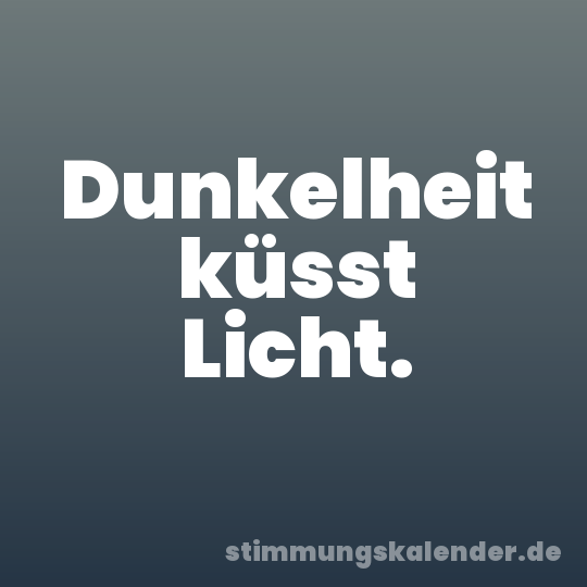 Dunkelheit küsst Licht.