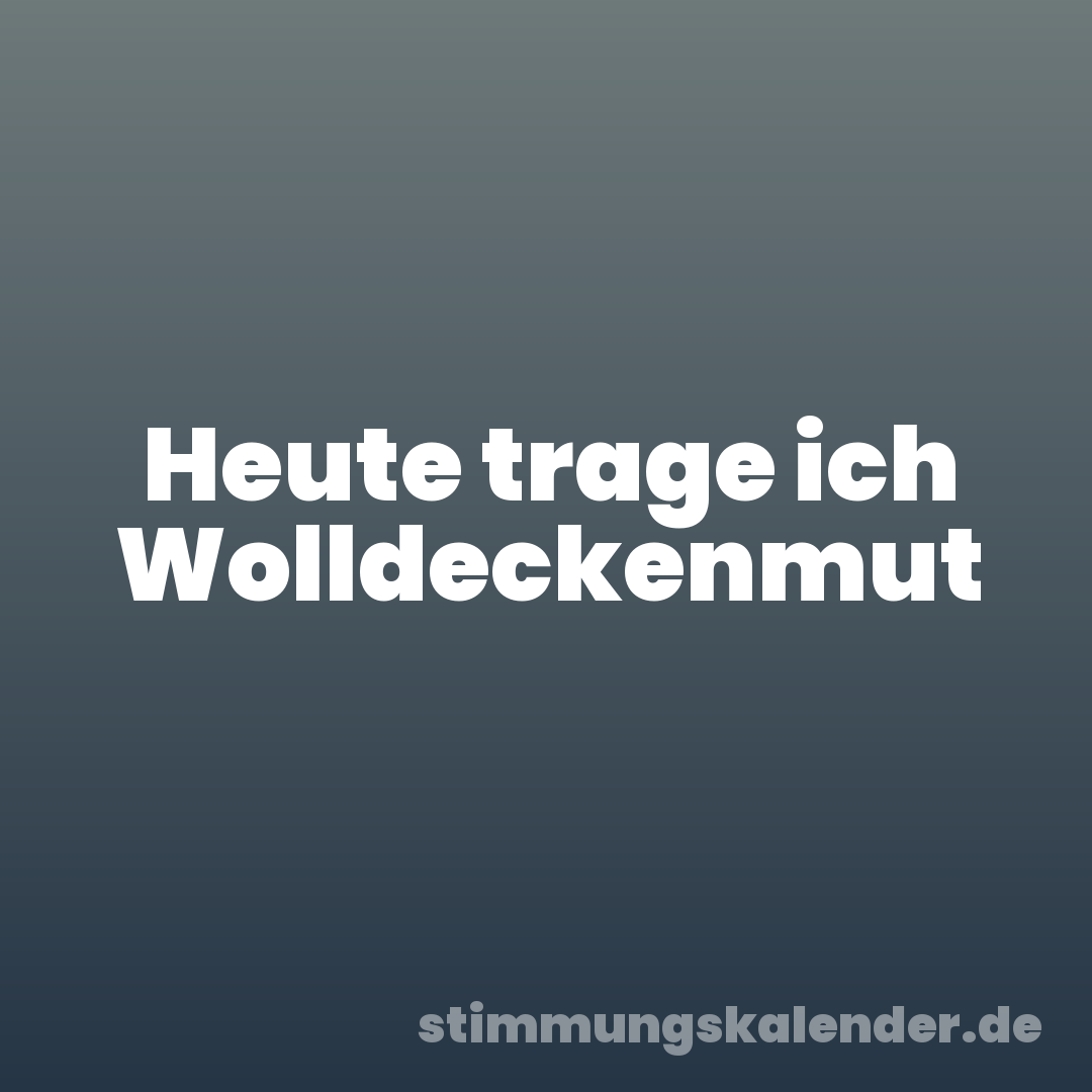 Heute trage ich Wolldeckenmut