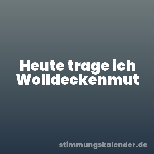 Heute trage ich Wolldeckenmut