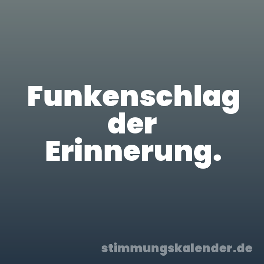 Funkenschlag der Erinnerung.