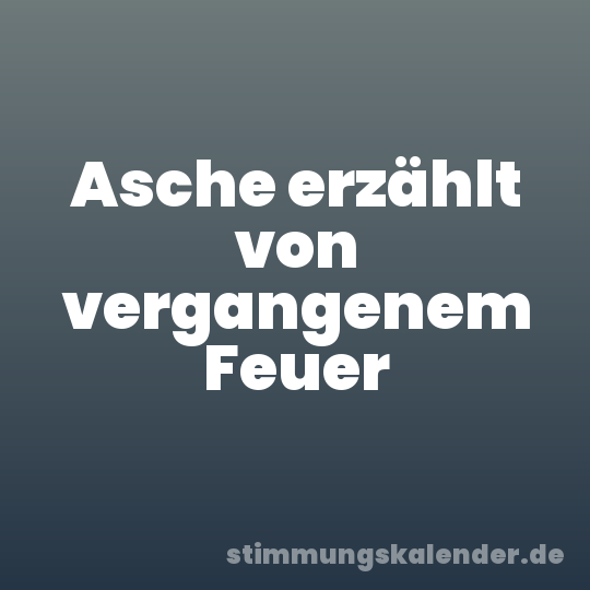 Asche erzählt von vergangenem Feuer