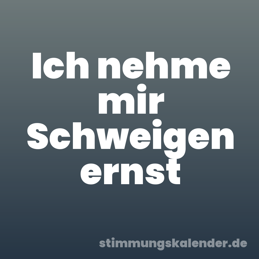 Ich nehme mir Schweigen ernst