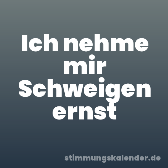 Ich nehme mir Schweigen ernst