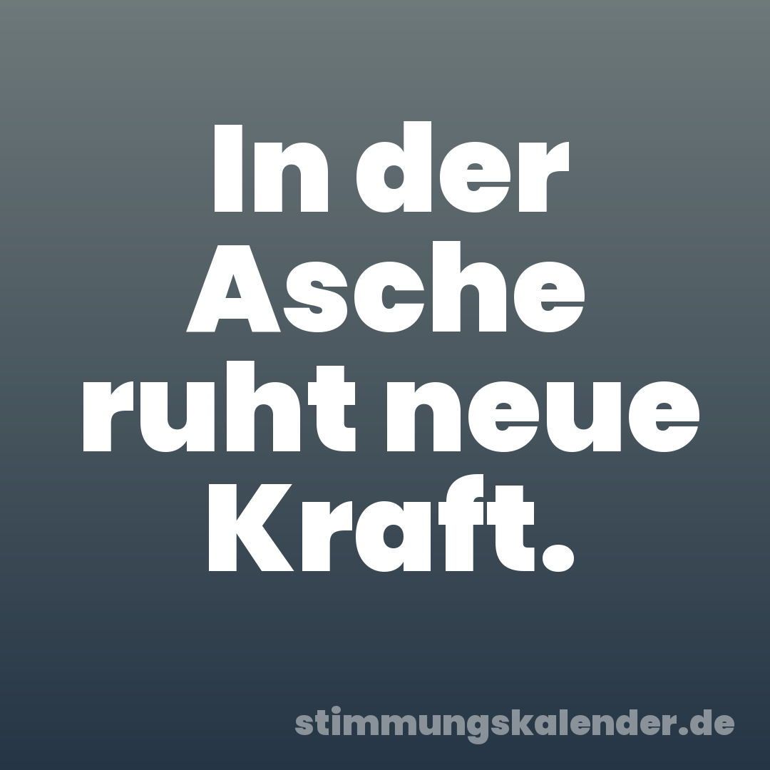 In der Asche ruht neue Kraft.