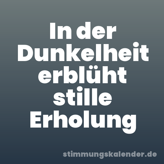 In der Dunkelheit erblüht stille Erholung
