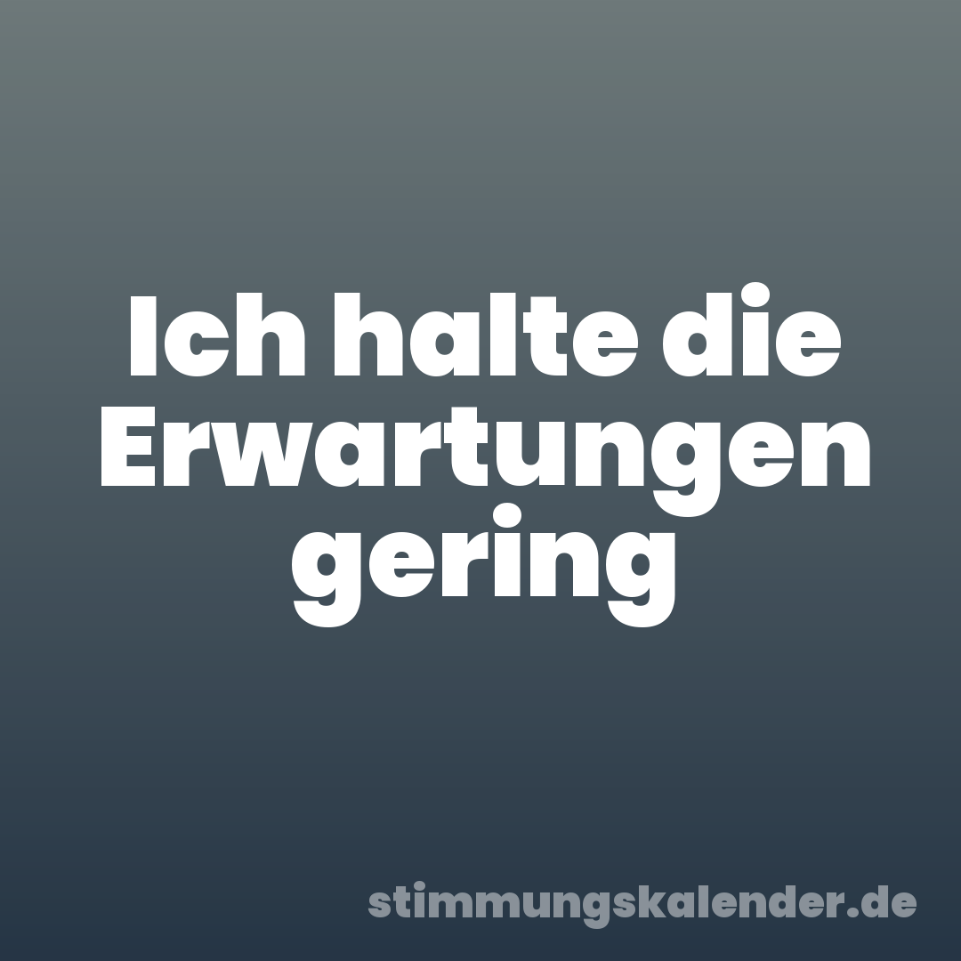 Ich halte die Erwartungen gering
