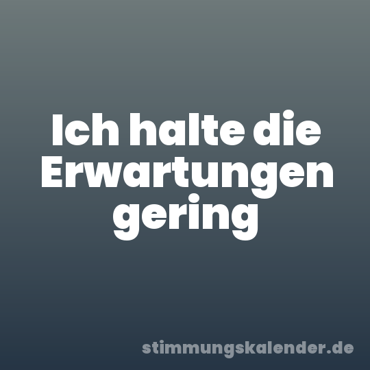Ich halte die Erwartungen gering