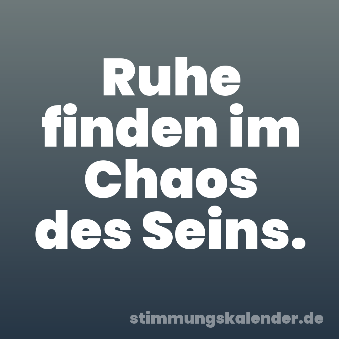 Ruhe finden im Chaos des Seins.
