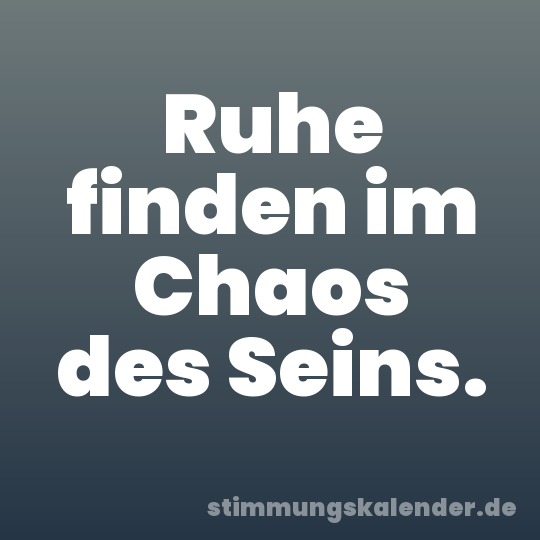 Ruhe finden im Chaos des Seins.