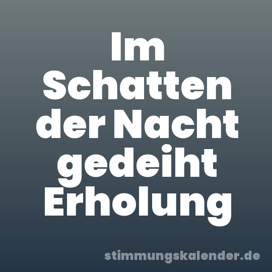 Im Schatten der Nacht gedeiht Erholung
