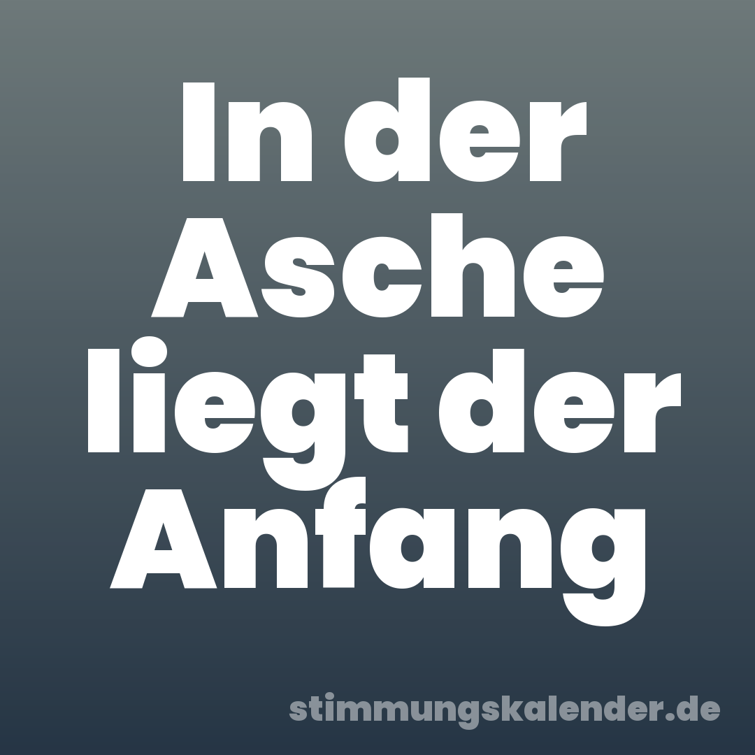 In der Asche liegt der Anfang