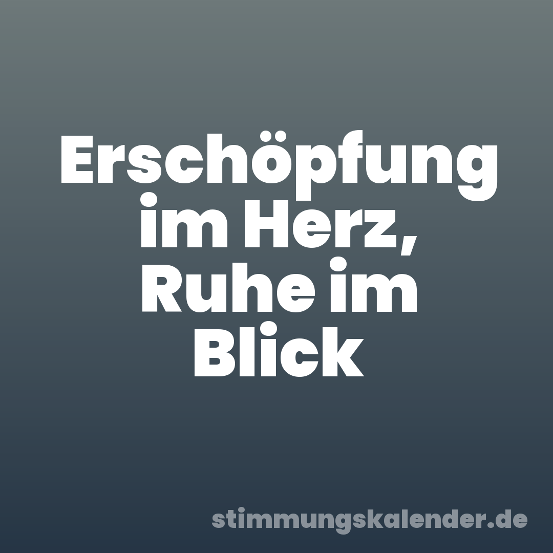 Erschöpfung im Herz, Ruhe im Blick