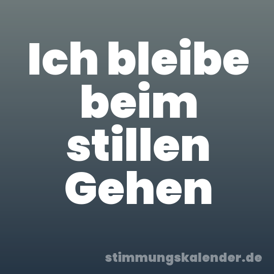 Ich bleibe beim stillen Gehen