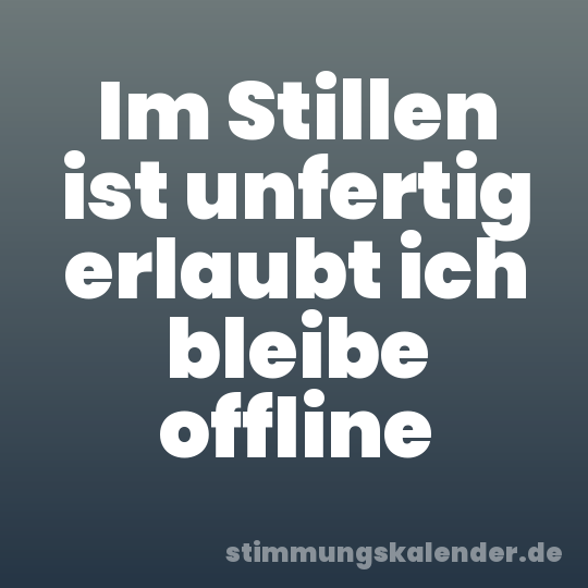 Im Stillen ist unfertig erlaubt ich bleibe offline