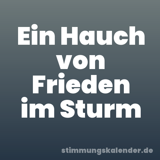 Ein Hauch von Frieden im Sturm