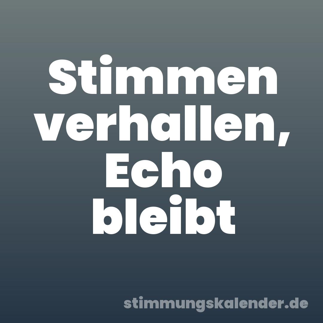 Stimmen verhallen, Echo bleibt
