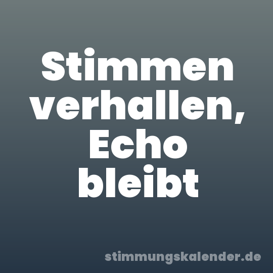 Stimmen verhallen, Echo bleibt