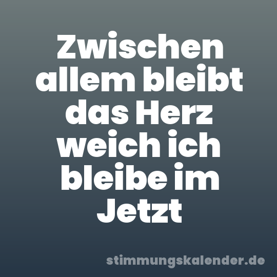 Zwischen allem bleibt das Herz weich ich bleibe im Jetzt