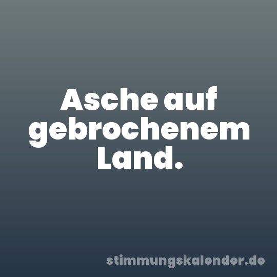 Asche auf gebrochenem Land.