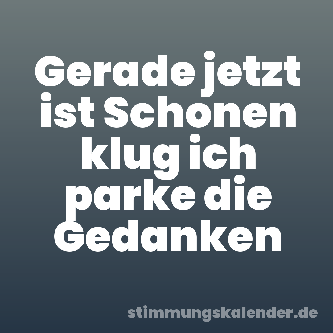 Gerade jetzt ist Schonen klug ich parke die Gedanken