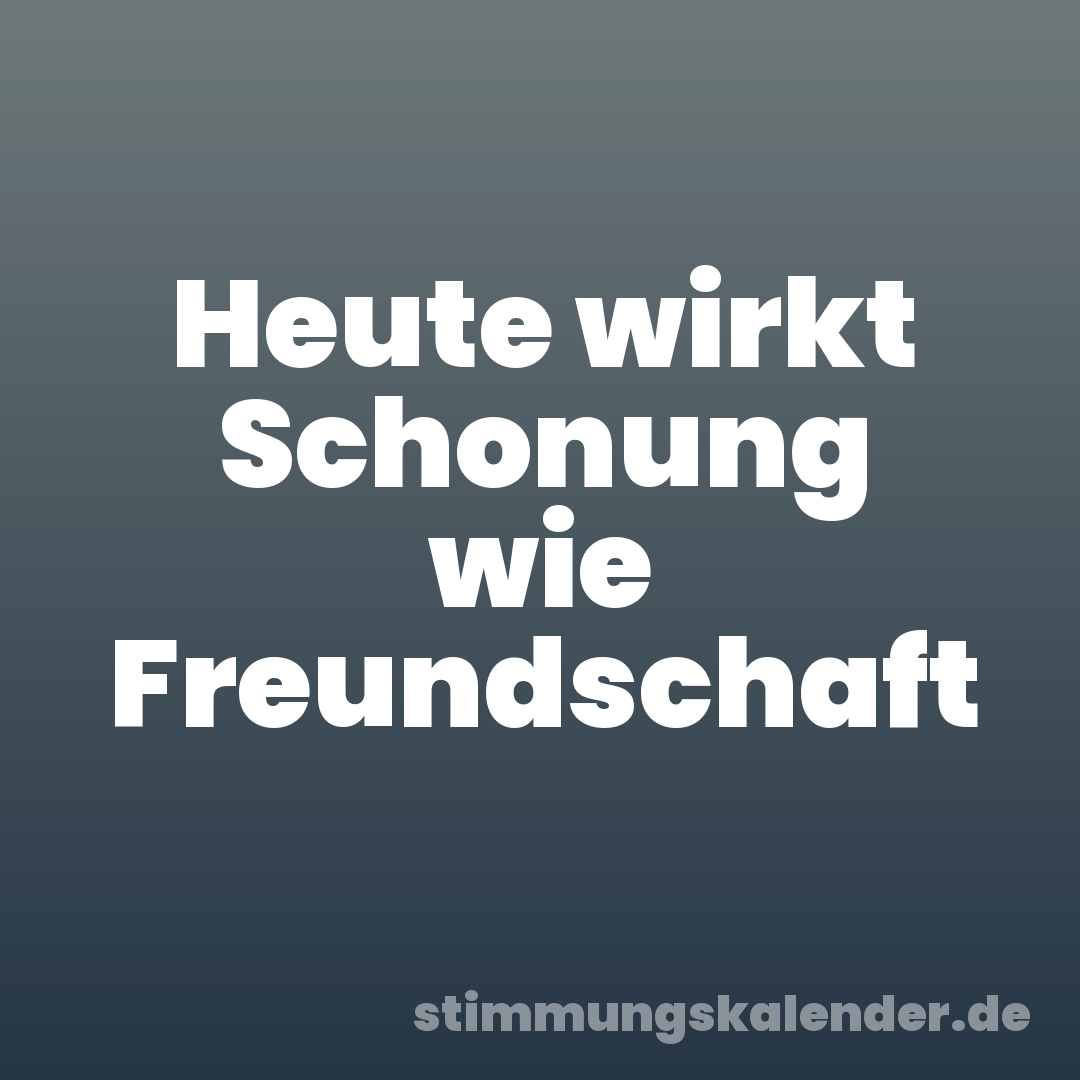 Heute wirkt Schonung wie Freundschaft