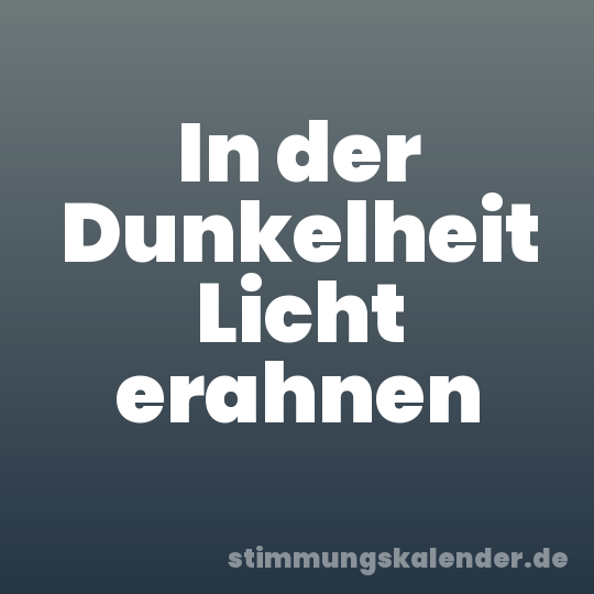 In der Dunkelheit Licht erahnen