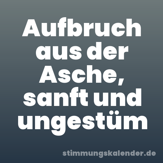 Aufbruch aus der Asche, sanft und ungestüm