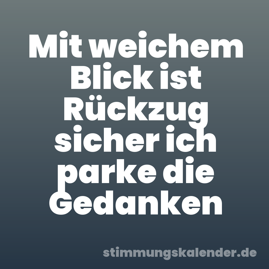Mit weichem Blick ist Rückzug sicher ich parke die Gedanken