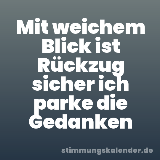 Mit weichem Blick ist Rückzug sicher ich parke die Gedanken