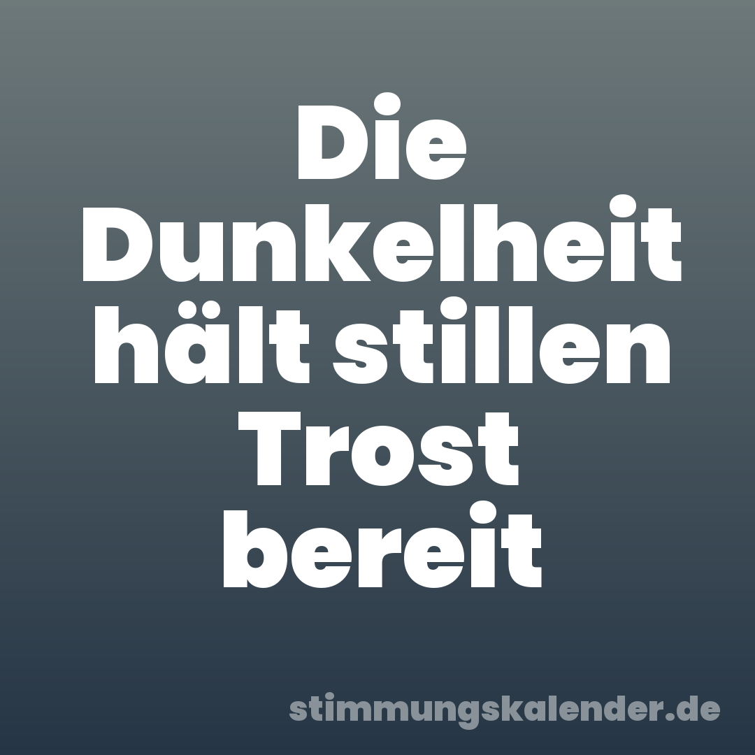 Die Dunkelheit hält stillen Trost bereit