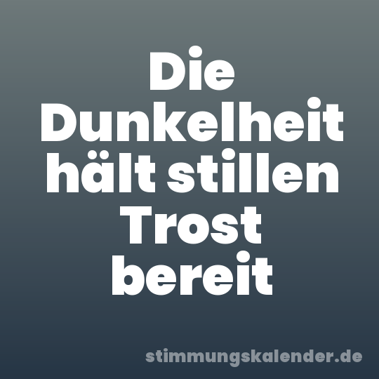 Die Dunkelheit hält stillen Trost bereit