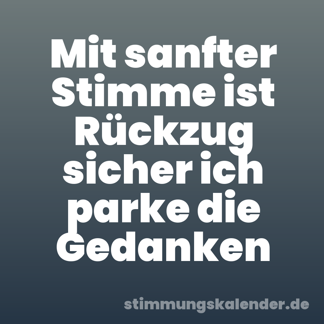 Mit sanfter Stimme ist Rückzug sicher ich parke die Gedanken