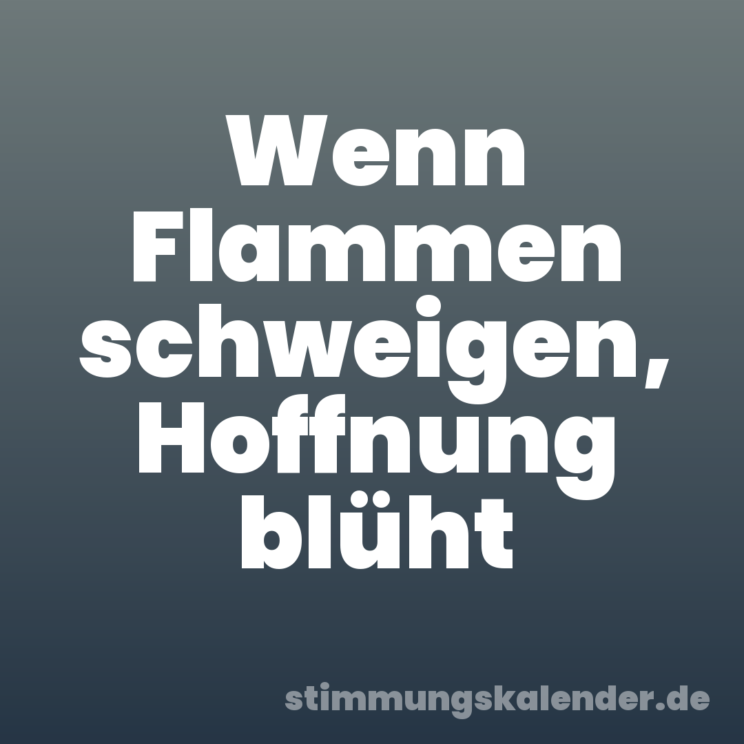 Wenn Flammen schweigen, Hoffnung blüht
