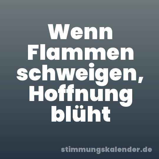 Wenn Flammen schweigen, Hoffnung blüht