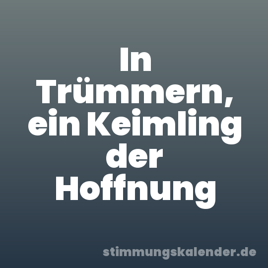 In Trümmern, ein Keimling der Hoffnung