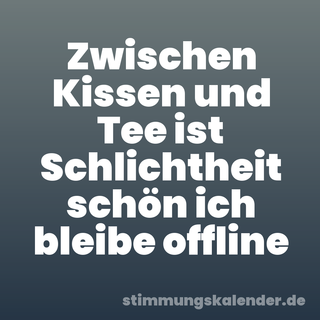 Zwischen Kissen und Tee ist Schlichtheit schön ich bleibe offline