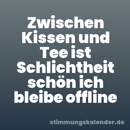Zwischen Kissen und Tee ist Schlichtheit schön ich bleibe offline