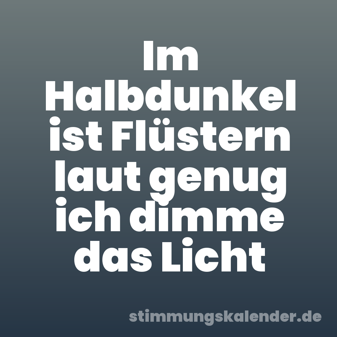 Im Halbdunkel ist Flüstern laut genug ich dimme das Licht