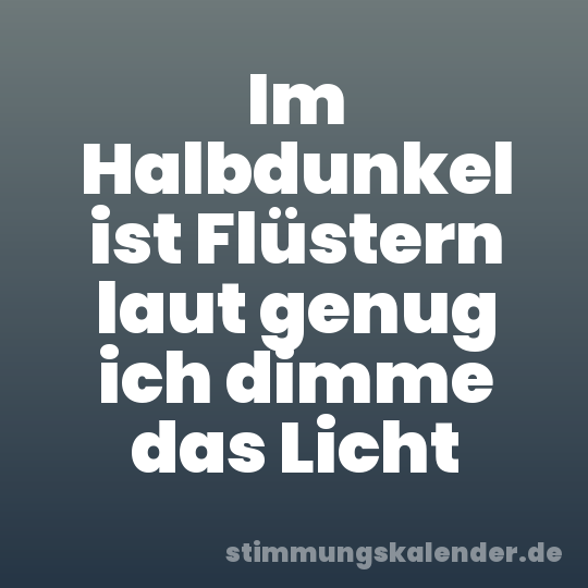 Im Halbdunkel ist Flüstern laut genug ich dimme das Licht