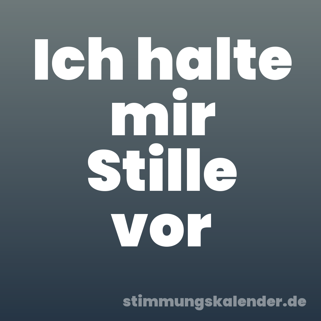 Ich halte mir Stille vor