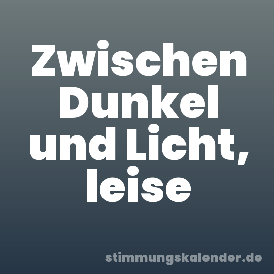 Zwischen Dunkel und Licht, leise