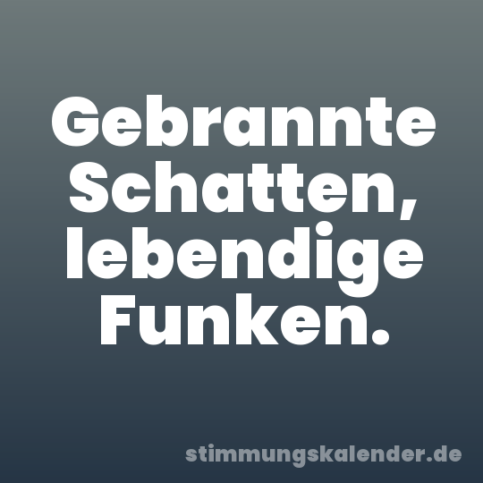Gebrannte Schatten, lebendige Funken.