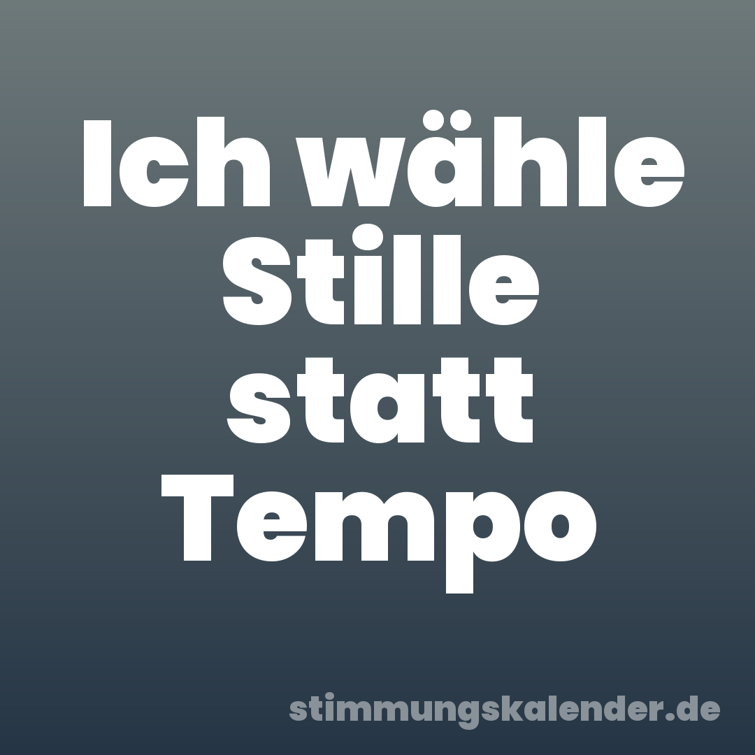Ich wähle Stille statt Tempo
