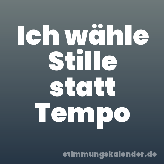 Ich wähle Stille statt Tempo