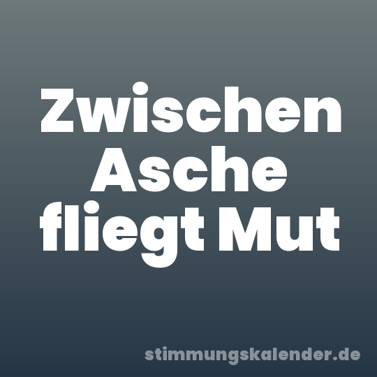 Zwischen Asche fliegt Mut