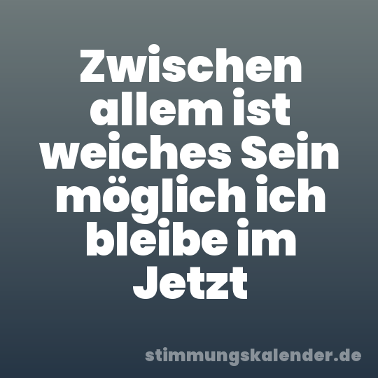 Zwischen allem ist weiches Sein möglich ich bleibe im Jetzt